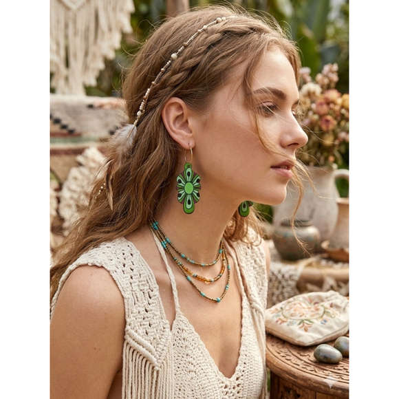 Isabella New York Jewelry - Women's Isabella New York Green & Purple Flower Drop Earrings, One Size